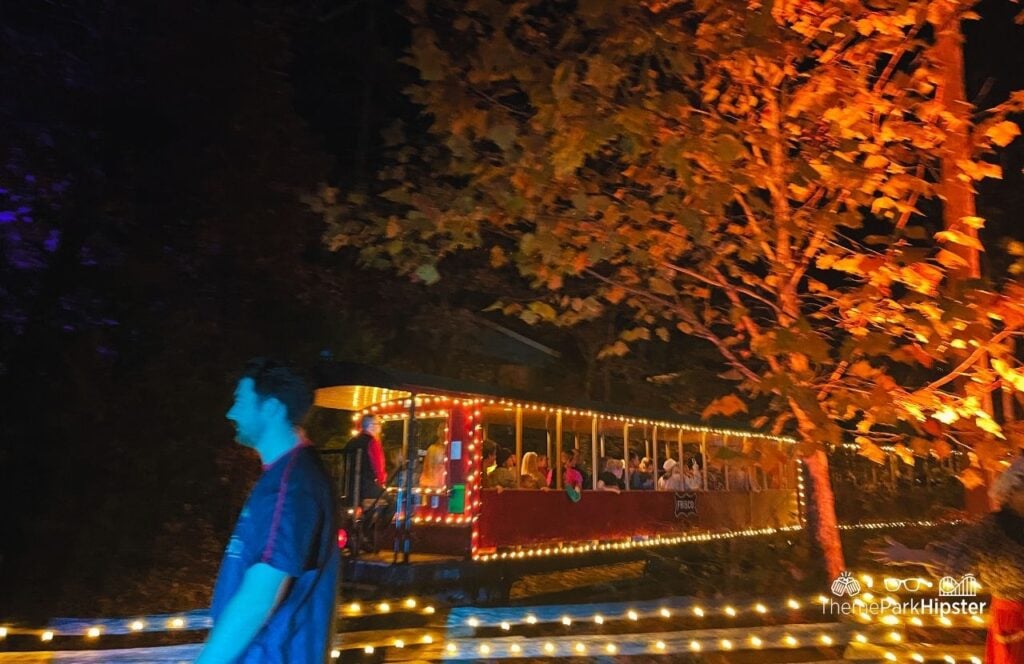 An Old Time Christmas Frisco Railway Train at Silver Dollar City Theme Park in Branson, Missouri