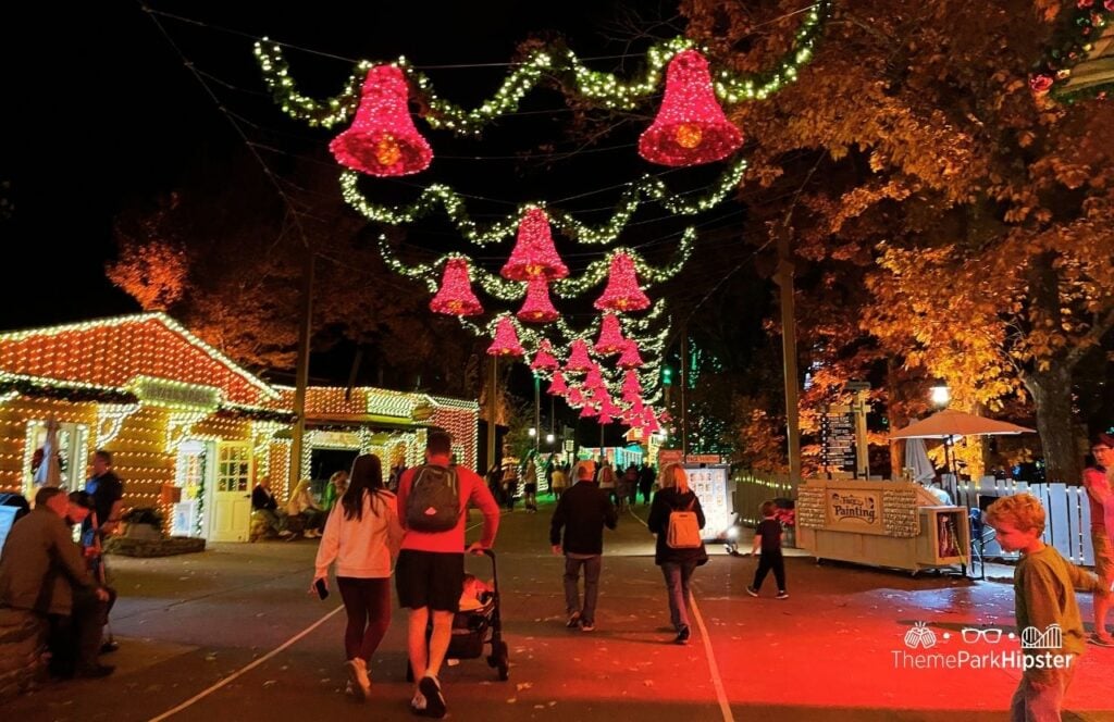 An Old Time Christmas lights and tree at Silver Dollar City Theme Park in Branson, Missouri