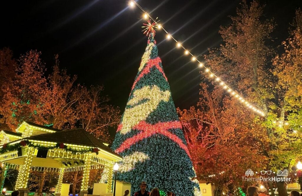 An Old Time Christmas lights and tree at Silver Dollar City Theme Park in Branson, Missouri