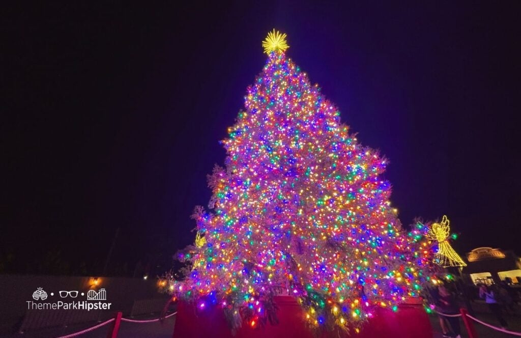 An Old Time Christmas lights and tree at Silver Dollar City Theme Park in Branson, Missouri
