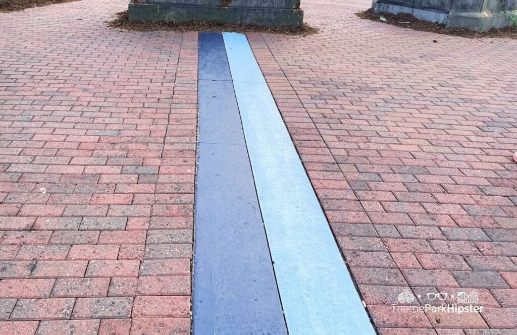 State line divide at Carowinds Amusement Theme Park South Carolina and North Carolina Border