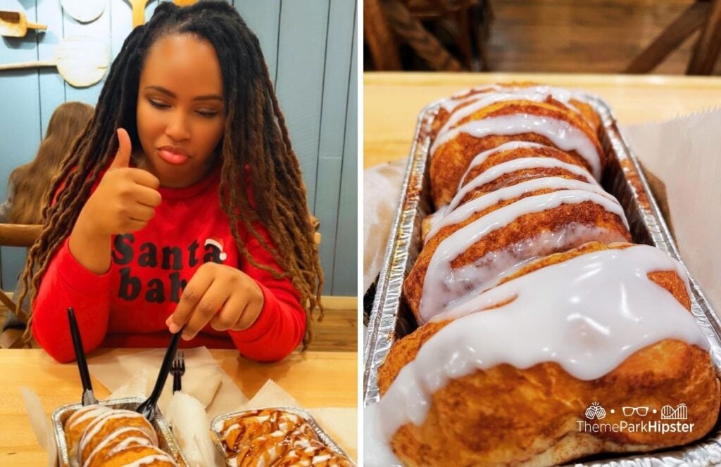 Clara Belle's Cinnamon Bread Food with NikkyJ at Silver Dollar City Theme Park in Branson, Missouri