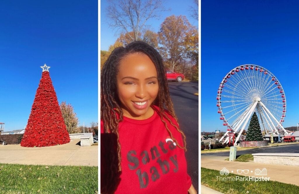 Red Christmas Tree and Ferris Wheel with NikkyJ. One of the best things to do in Branson, Missouri
