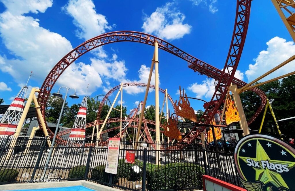 Six Flags Over Georgia Amusement Park Dare Devil Dive Roller Coaster Coaster. Keep reading to find out everything you need to know about visiting Six Flags Over Georgia for the first time.