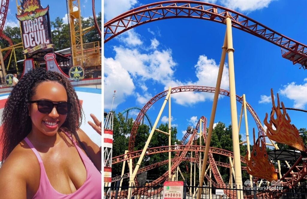 Six Flags Over Georgia Amusement Park Dare Devil Dive Roller Coaster Coaster with NikkyJ. Keep reading for all you need to know about the Six Flags Annual Pass. 