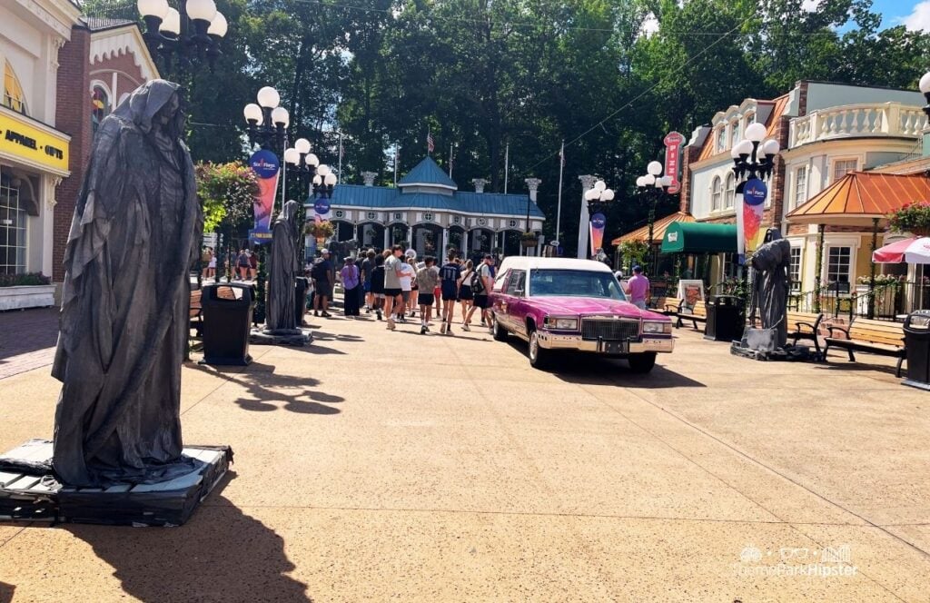 Six Flags Over Georgia Amusement Park Fright Fest Halloween Purple Hearse Car