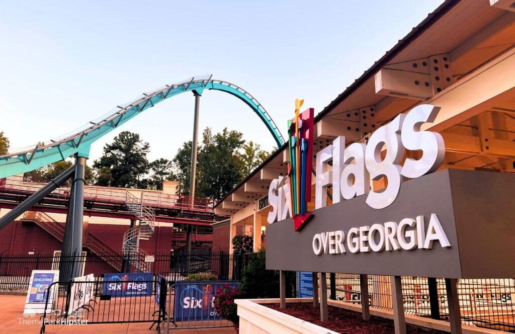 Six Flags Over Georgia Amusement Park Goliath Roller Coaster Park Entrance. Keep reading for the full guide to the Six Flags Season Pass. 
