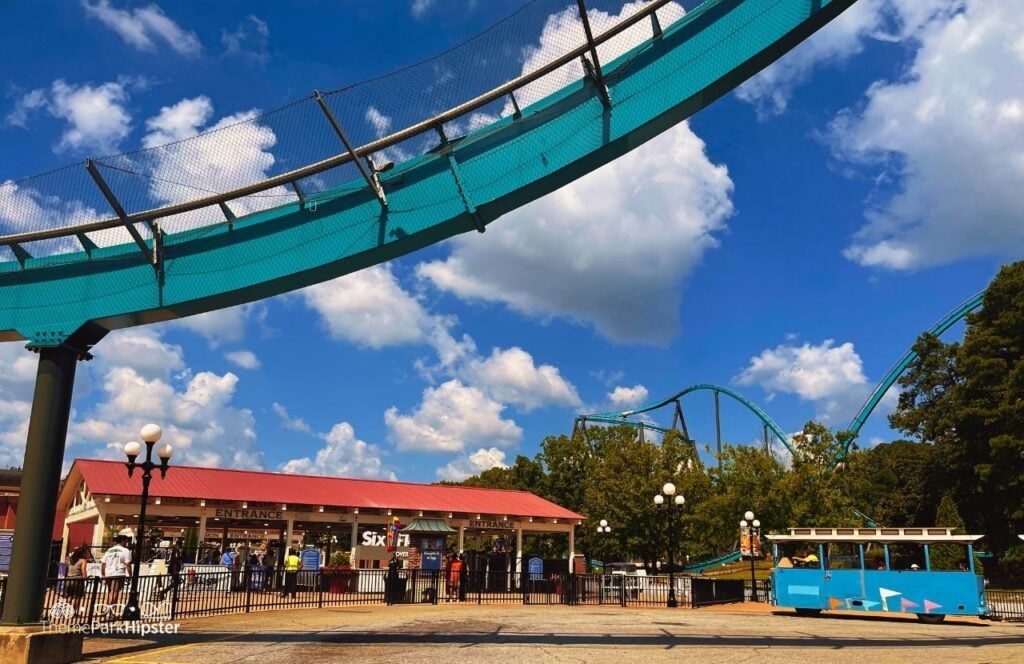 Six Flags Over Georgia Amusement Park with shuttle entrance and Goliath Roller Coaster. Keep reading for the full guide to the Six Flags Season Pass. 