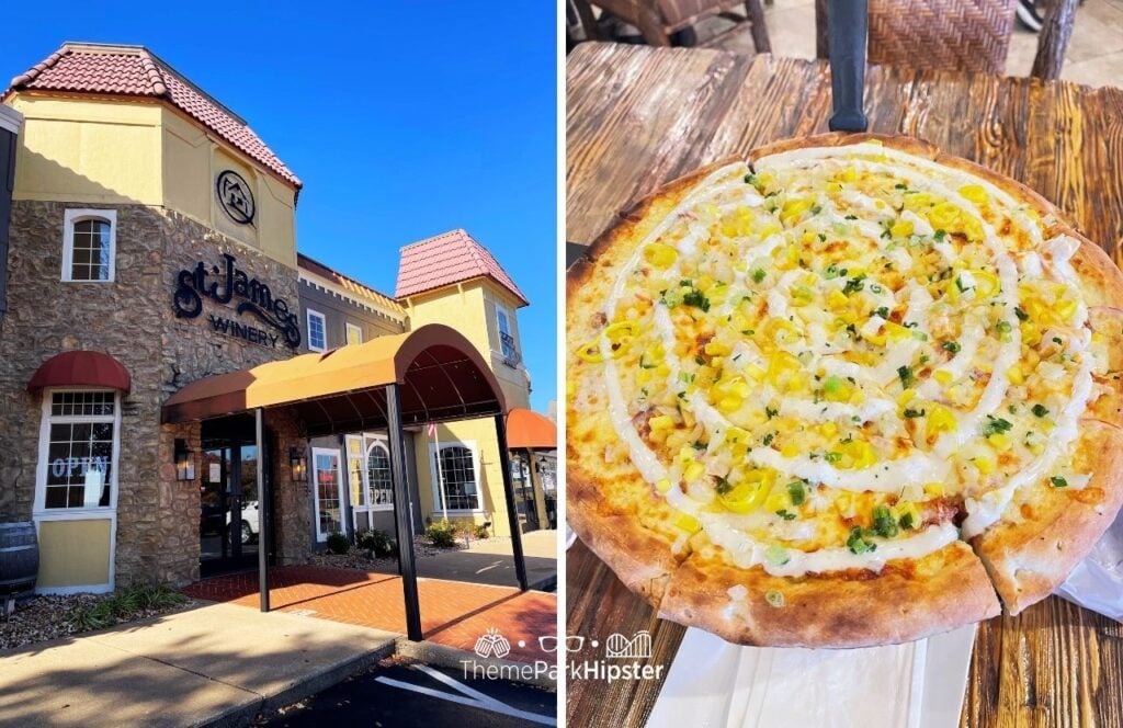 St. James Winery and Restaurant Buffalo Chicken Pizza. One of the best things to do in Branson, Missouri