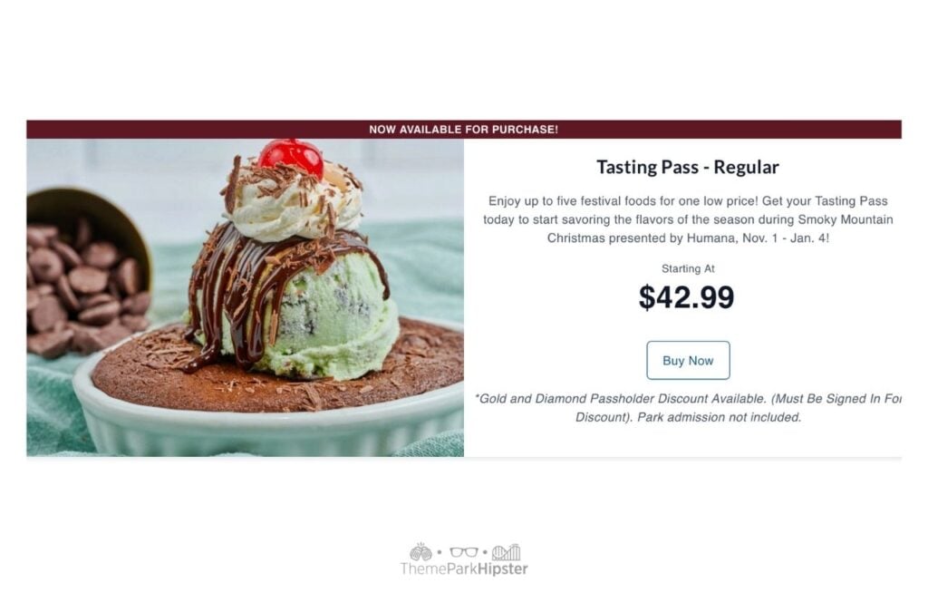 Food Tasting Pass at A Smoky Mountain Christmas Dollywood Theme Park