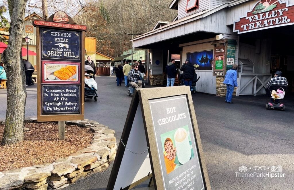 Grist Mill Cinnamon Bread Location at A Smoky Mountain Christmas Dollywood Theme Park. Keep reading for your full guide to planning a Dollywood vacation. 