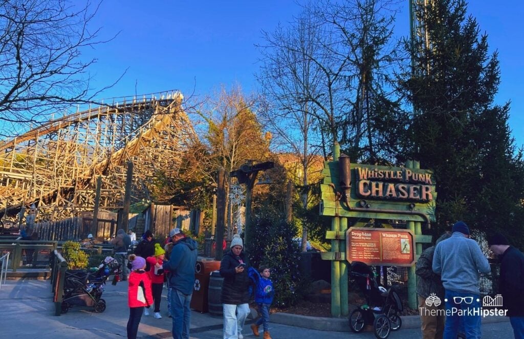 Timber Canyon Thunderhead Wooden Roller Coaster and Whistle Punk Chaser at A Smoky Mountain Christmas Dollywood Theme Park. Keep reading to find out how to plan the perfect day at Dollywood.
