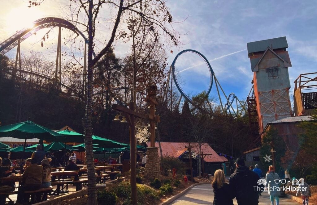 Wild Eagle Roller Coaster at A Smoky Mountain Christmas Dollywood Theme Park. Keep reading for your full guide to planning a Dollywood vacation. 