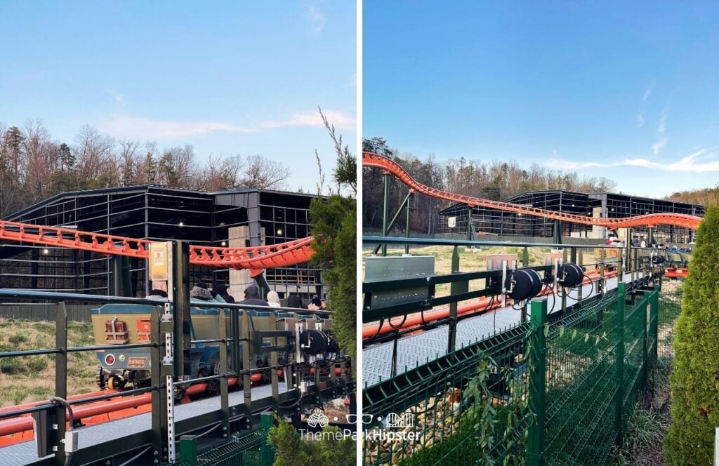 Wildwood Grove Big Bear Mountain Roller Coaster Nightflight Expedition Construction at A Smoky Mountain Christmas Dollywood Theme Park. Keep reading for more tips for visiting Dollywood for the first time.