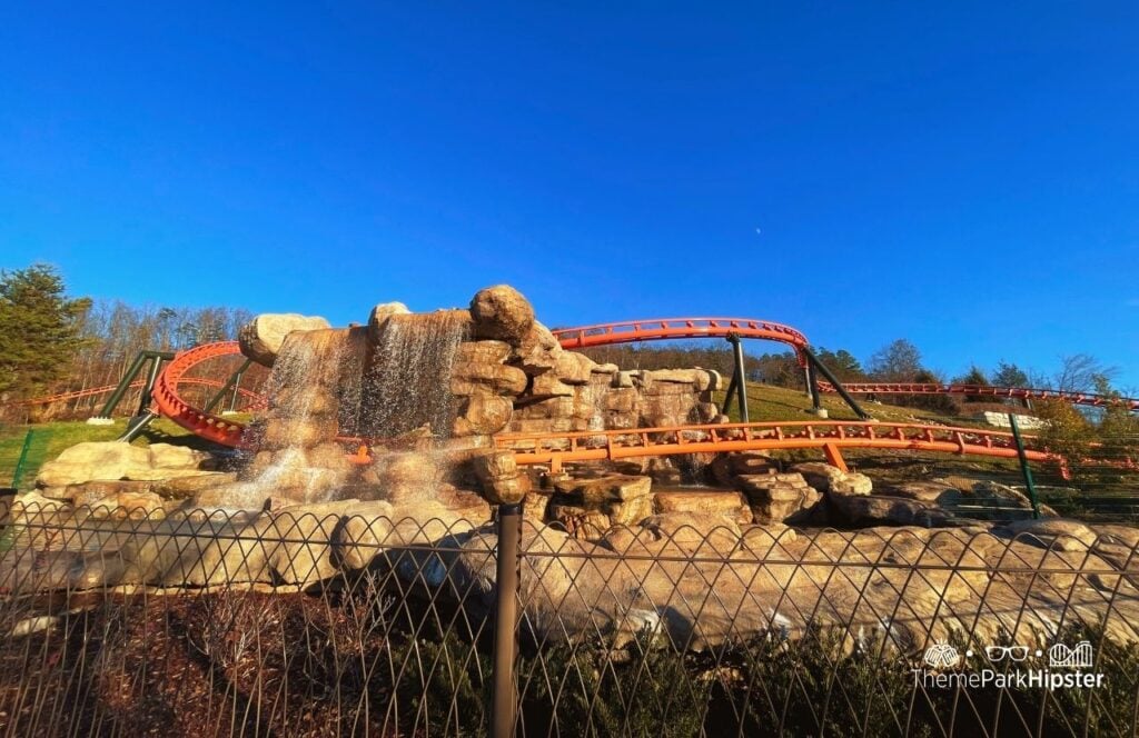 Wildwood Grove Big Bear Mountain Roller Coaster at A Smoky Mountain Christmas Dollywood Theme Park. Keep reading for more tips for visiting Dollywood for the first time.