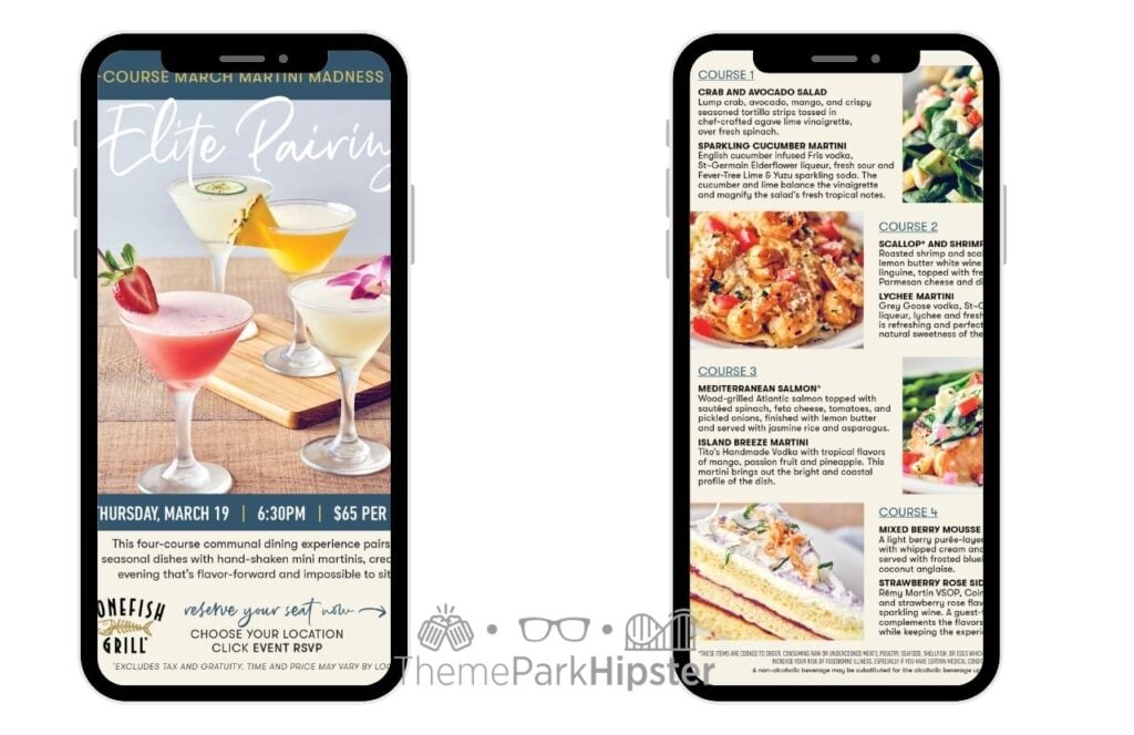 March Elite Pairing 4 Course Menu Bonefish Grill Restaurant Special Events