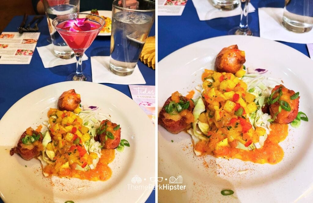 Tides of Flavor 5 Course Meal Bacon Wrapped Sea Scallops with Orchid Oasis Martini Bonefish Grill Restaurant Special Events