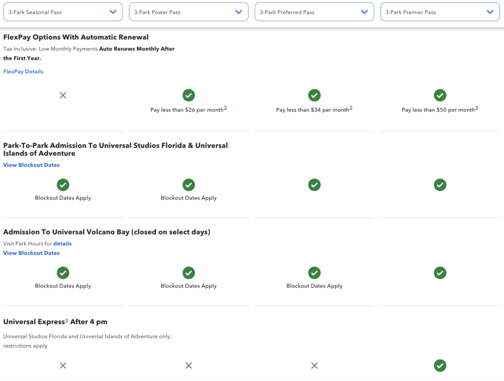 2026 Universal Orlando Annual Pass 3 Park Benefits