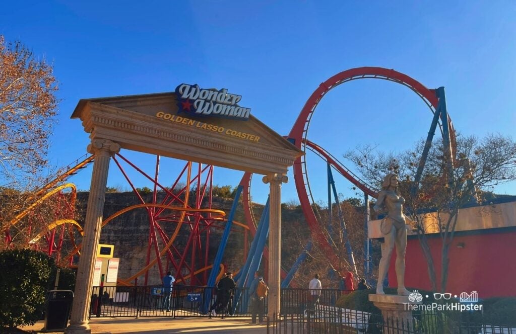 DC Universe Wonder Woman Roller Coaster Six Flags Fiesta Texas Theme Park San Antonio 