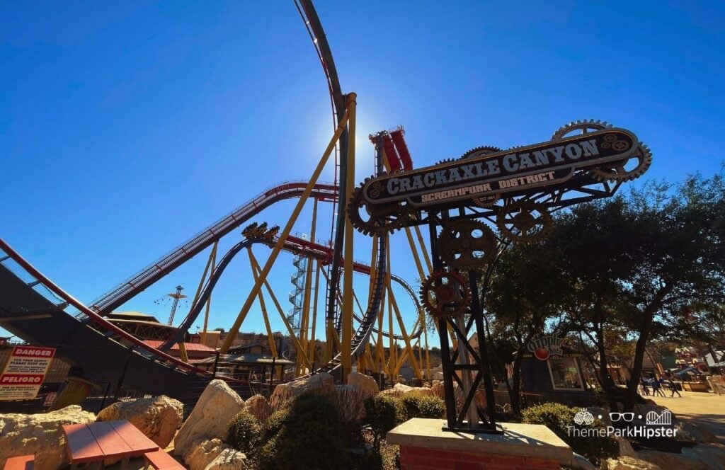 Dr Diabolical’s Cliffhanger Dive Roller Coaster In Crackaxle Canyon Six Flags Fiesta Texas Theme Park San Antonio