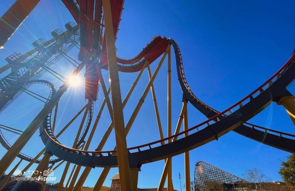 Dr Diabolical’s Cliffhanger Dive Roller Coaster Six Flags Fiesta Texas Theme Park San Antonio 