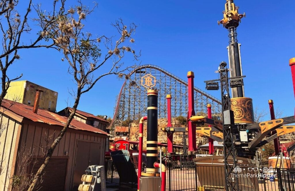 Iron Rattler Roller Coaster Dare Devil Dive Flying Machines Six Flags Fiesta Texas Theme Park San Antonio