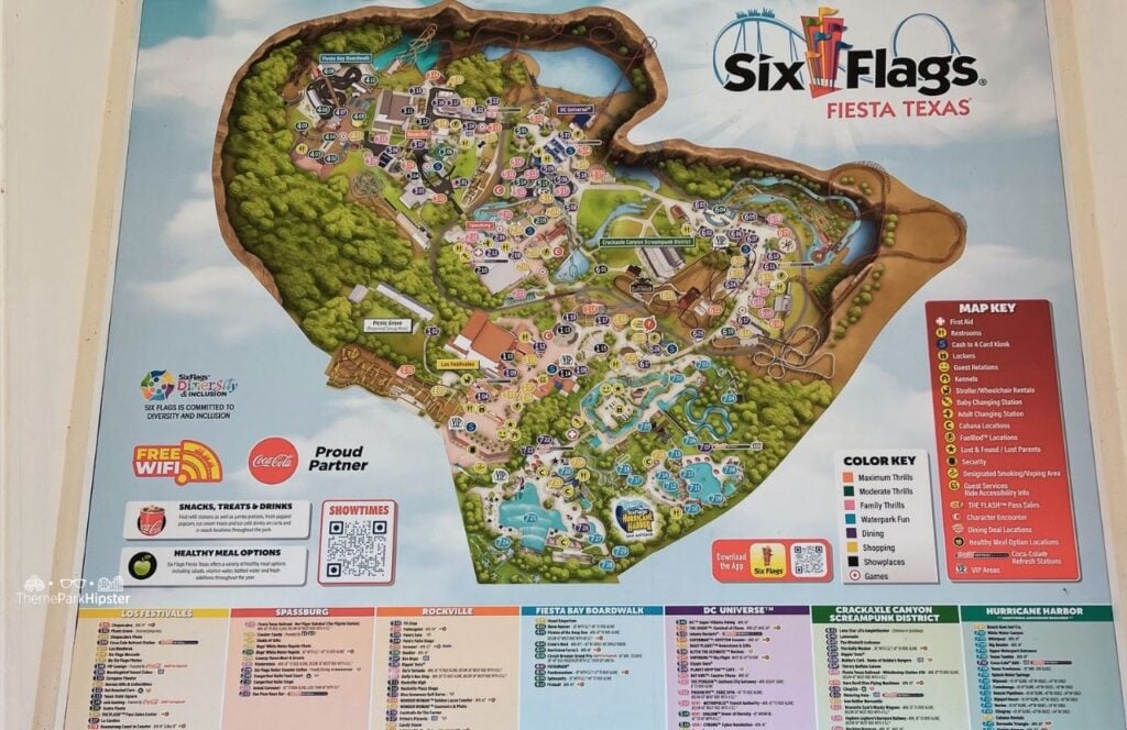Map Six Flags Fiesta Texas Theme Park San Antonio