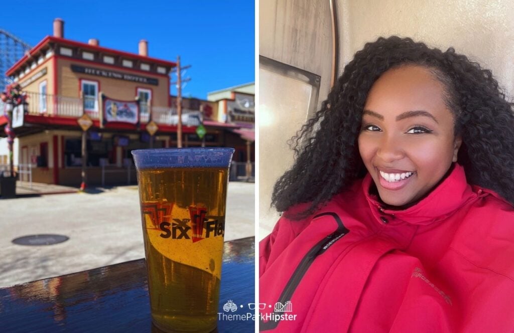 NikkyJ at the Thirsty Saloon with Drink Six Flags Fiesta Texas Theme Park San Antonio