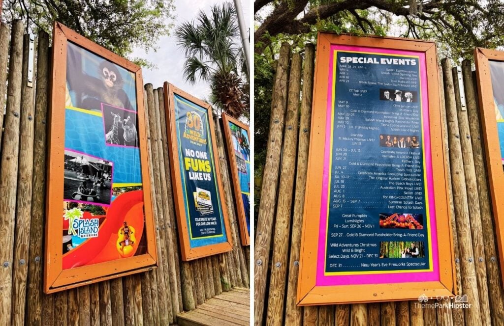 Splash Island slide and special events schedule Wild Adventures Theme Park Valdosta, Georgia 30th Anniversary