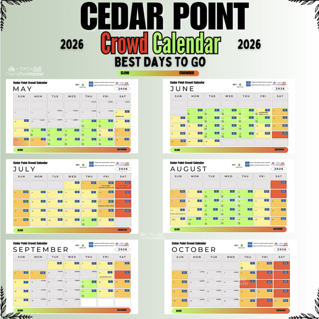 2026 Cedar Point Crowd Calendar Social