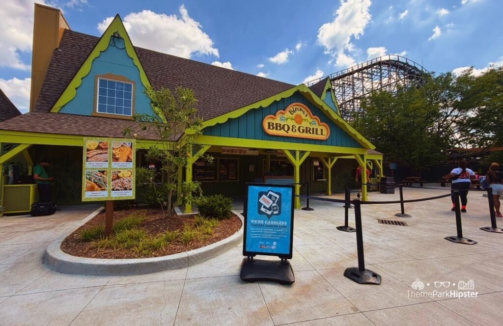 Kentucky Kingdom Amusement Park Louisville Bloom's BBQ and Grill in Discovery Meadow