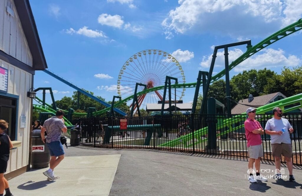Kentucky Kingdom Amusement Park Louisville Flying Fox Roller Coaster and Giant Ferris Wheel