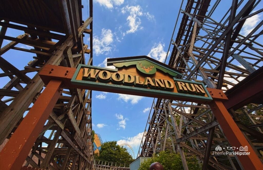 Kentucky Kingdom Amusement Park Louisville Woodland Run Wood Roller Coaster in Discovery Meadow