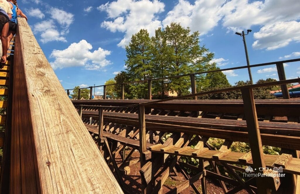 Kentucky Kingdom Amusement Park Louisville Woodland Run Wood Roller Coaster in Discovery Meadow 